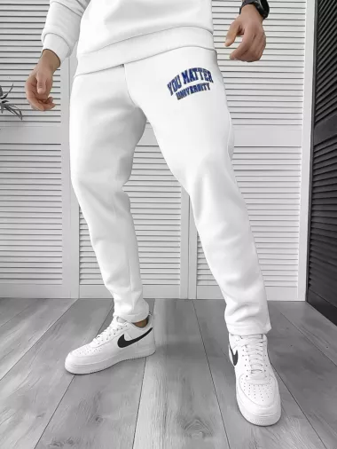 Trening barbati slim fit alb Pantaloni + Hanorac K170 K17-2